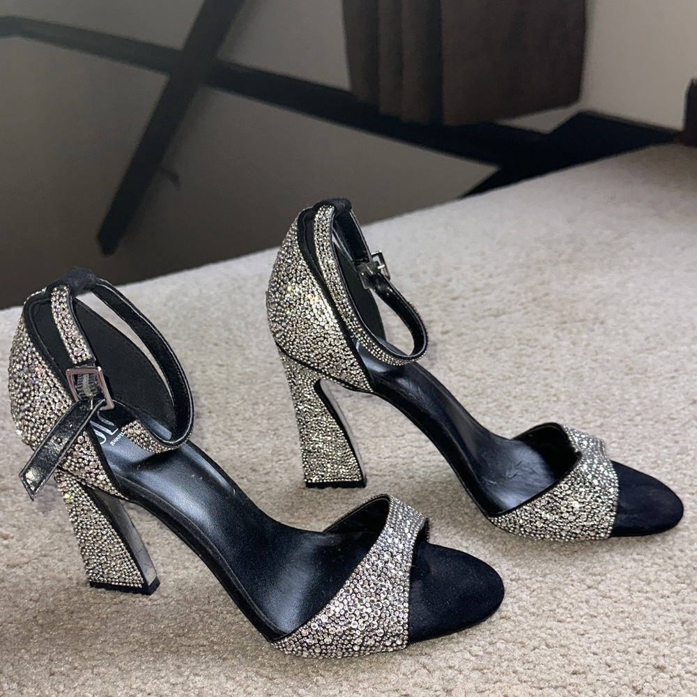 JLO Black/rhinestone heels !!